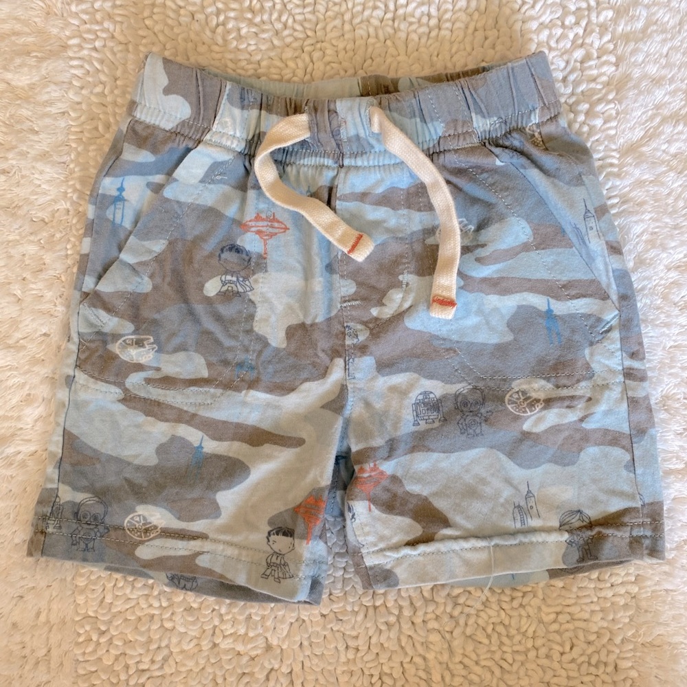 Baby Gap & Star Wars Light Blue Camouflage Boys Shorts 12-18 months